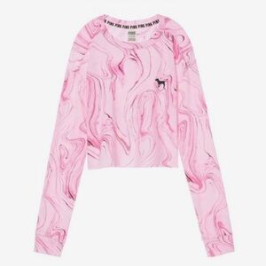 Victoria's Secret Pink Marble Tie-Dye Cropped Long Sleeve Pullover